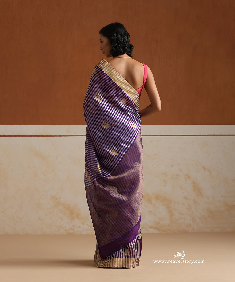 Handloom_Purple_Pure_Soft_Silk_Chanderi_Saree_Lotus_Motif_WeaverStory_03