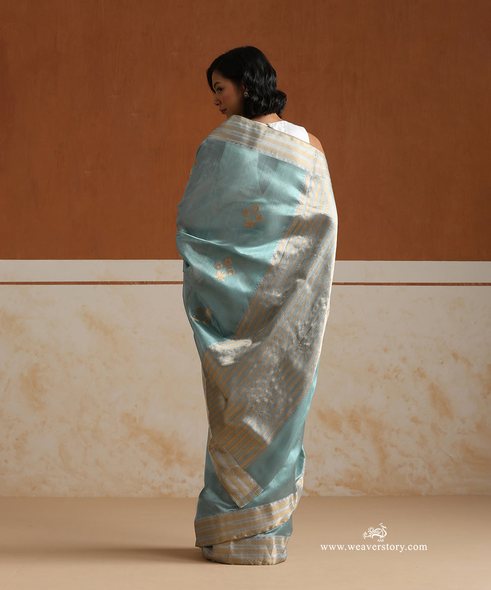 Ice_Blue_Handloom_Pure_Silk_Chanderi_Saree_With_Gold_Zari_Flowers_Boota_And_Gold_Silver_Heavy_Border_WeaverStory_03