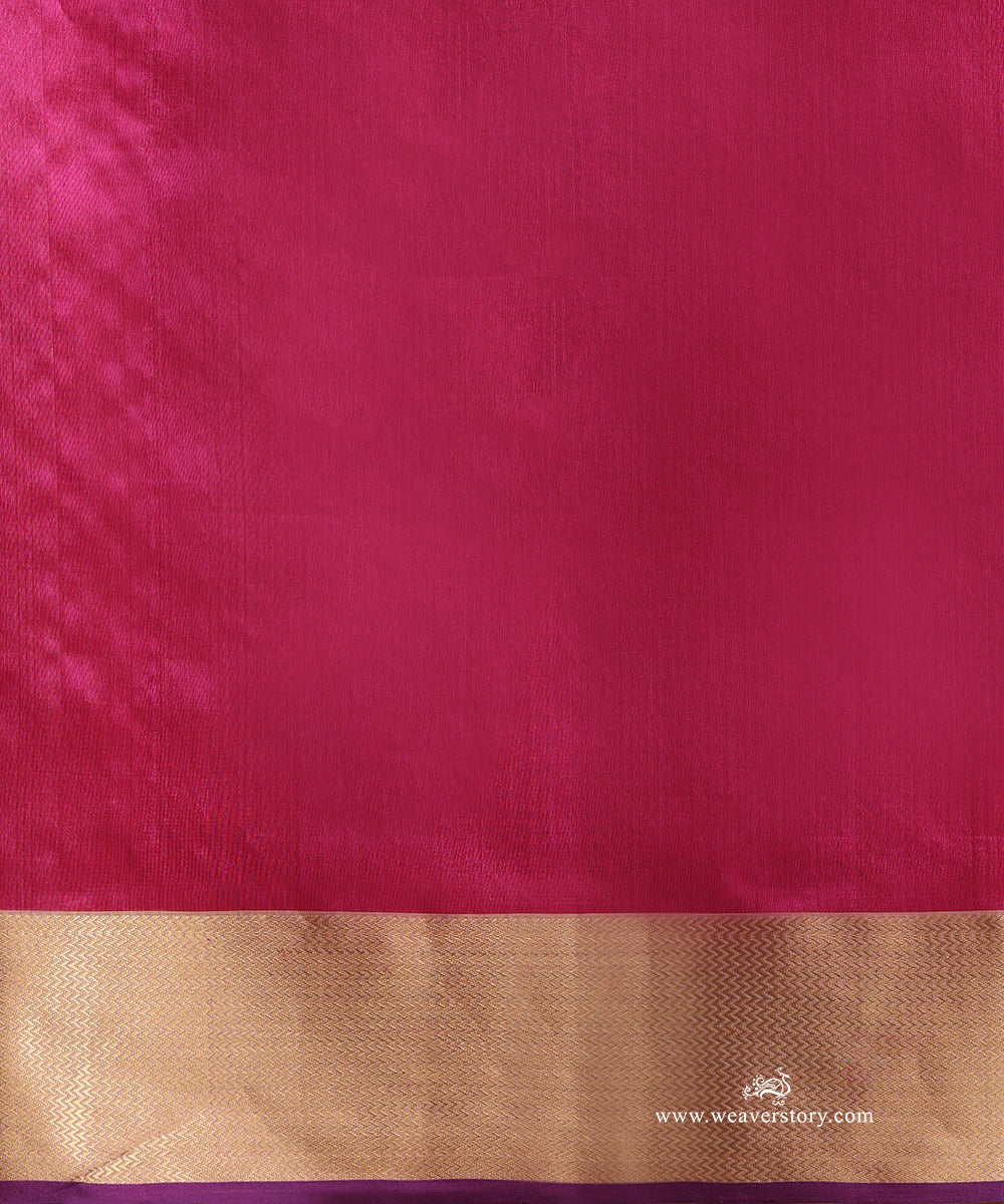 Yellow_And_Pink_Handloom_Striped_Pure_Silk_Chanderi_Saree_With_Marigold_Flowers_Boota_WeaverStory_05