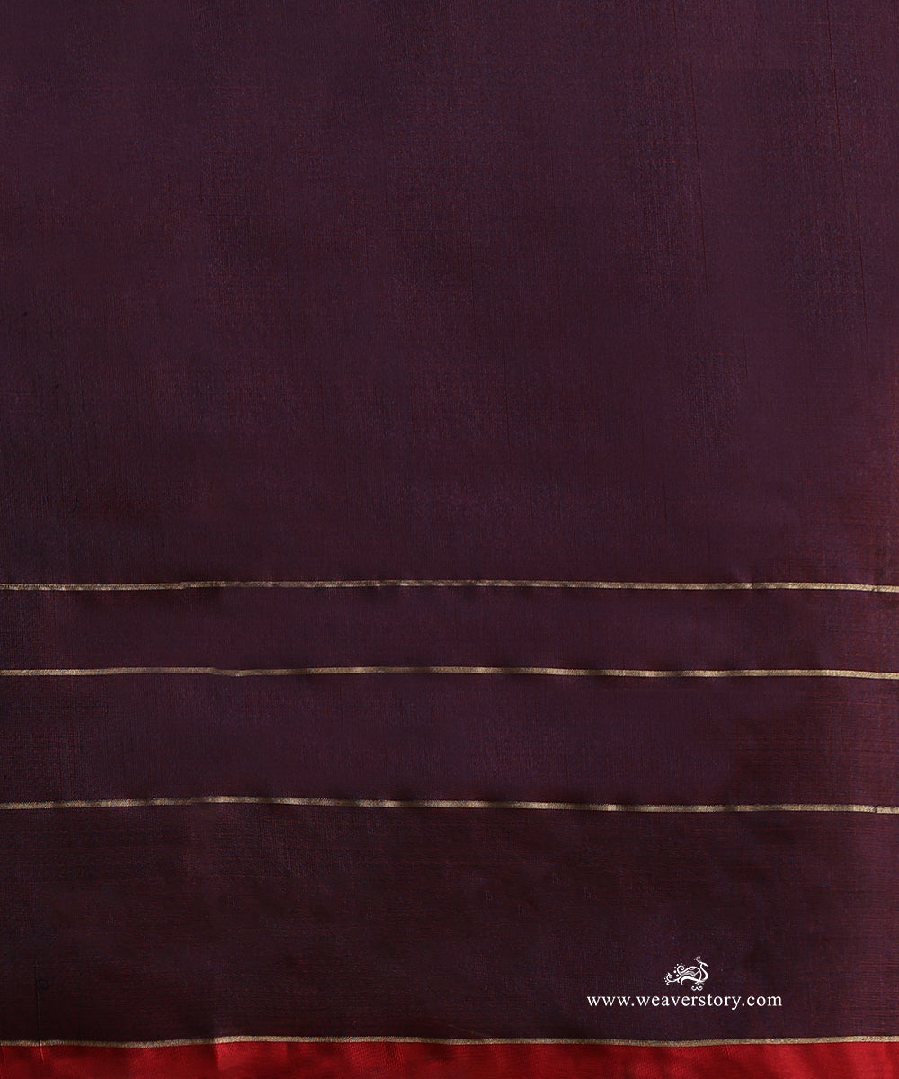 Plum_Handloom_Pure_Silk_Chanderi_Saree_With_Gold_Polki_Dots_And_Ambi_Motif_Border_WeaverStory_05