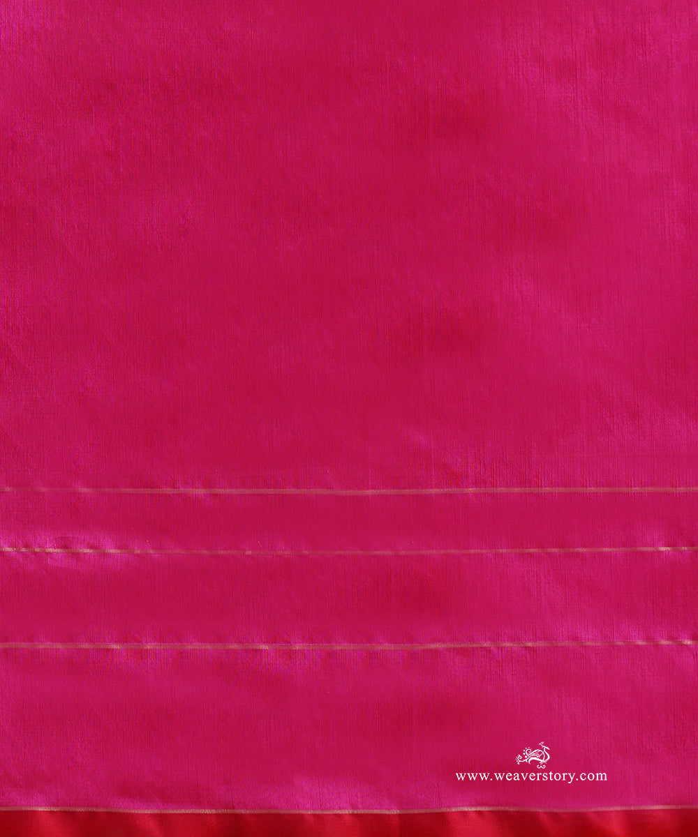 Hot_Pink_Handloom_Pure_Silk_Chanderi_Saree_With_Gold_Zari_Flowers_Boota_And_Gold_Heavy_Border_WeaverStory_05