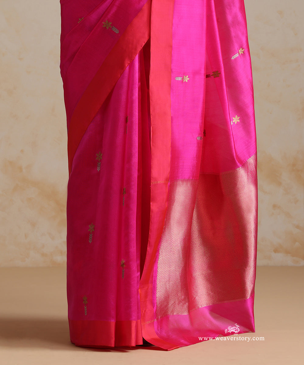 Hot_Pink_Handloom_Pure_Silk_Chanderi_Saree_With_Cherry_Blossom_Flower_Motifs_WeaverStory_04