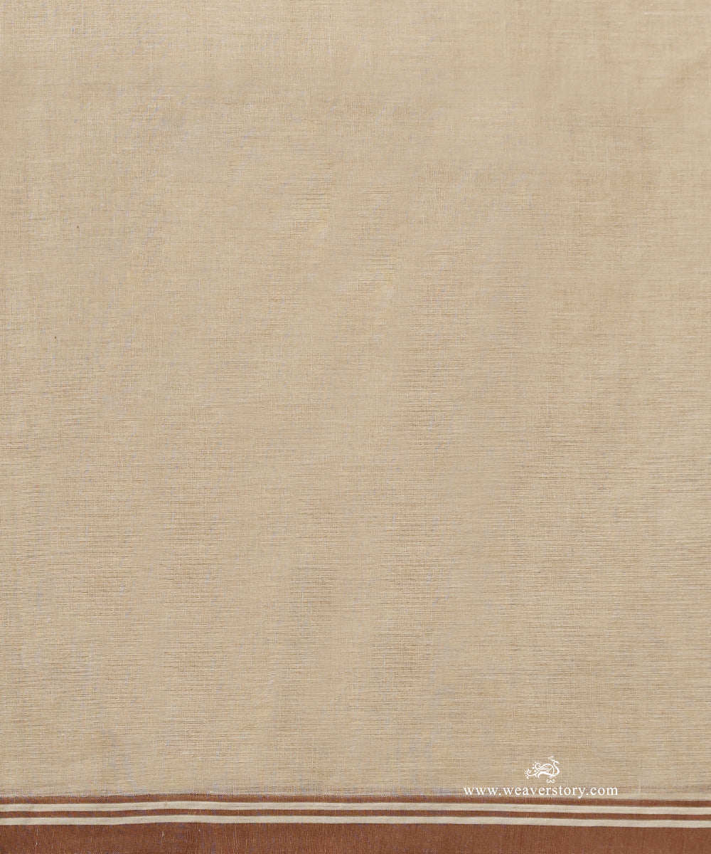 Cream_And_Brown_Handloom_Pure_Mulmul_Dhakai_Jamdani_Saree_With_Small_Tree_Motifs_On_Palla_WeaverStory_05