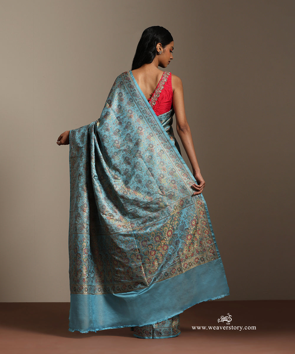 Ice_Blue_Handloom_Pure_Katan_Silk_Tanchoi_Jamawar_Saree_With_Allover_Multi_Colour_Floral_Jall_WeaverStory_03
