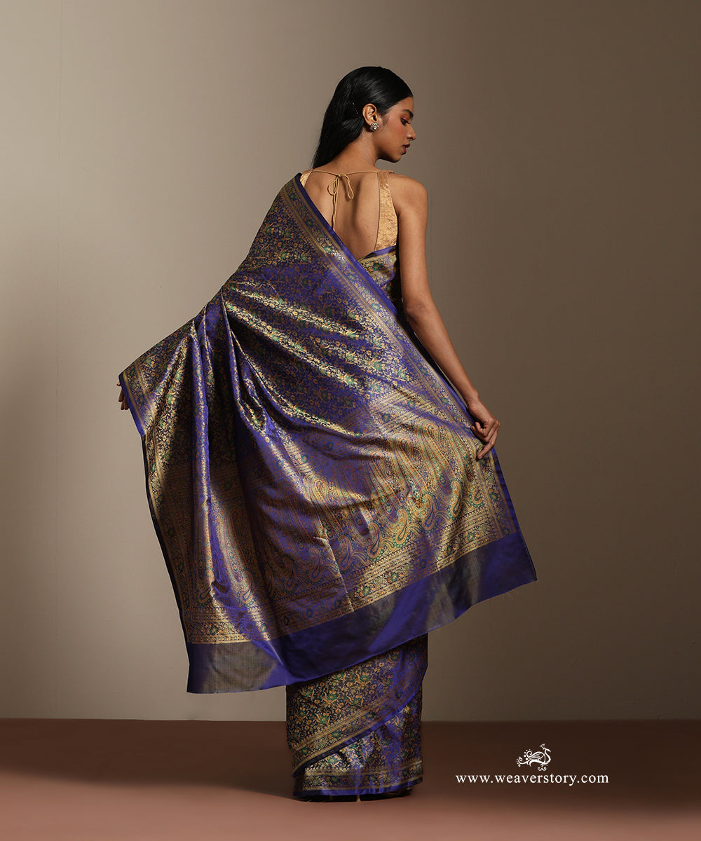 Blue_Handloom_Pure_Katan_Silk_Tanchoi_Jamawar_Saree_With_Allover_Flower_Jalland_Paisley_On_Pallu_WeaverStory_03
