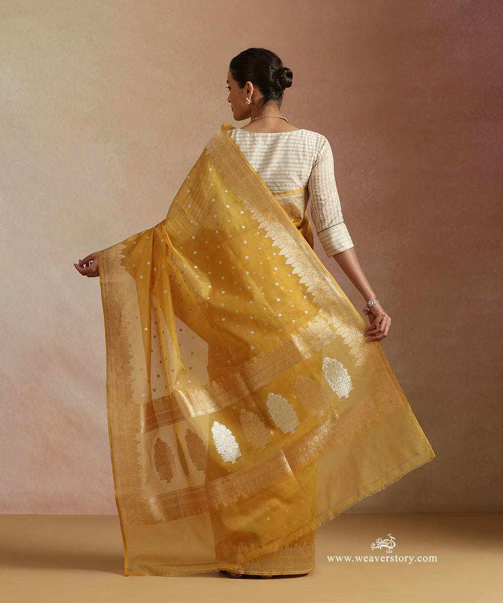 Mustard_Pure_Kora_Silk_Banarasi_Saree_With_Kadhwa_Sona_Rupa_Booti_WeaverStory_03