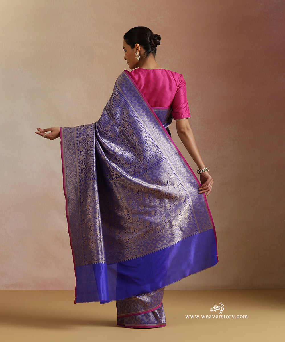 Electric_Blue_Handloom_Pure_Katan_Silk_Kimkhab_Banrasi_Saree_With_Purple_Selvedge_WeaverStory_03
