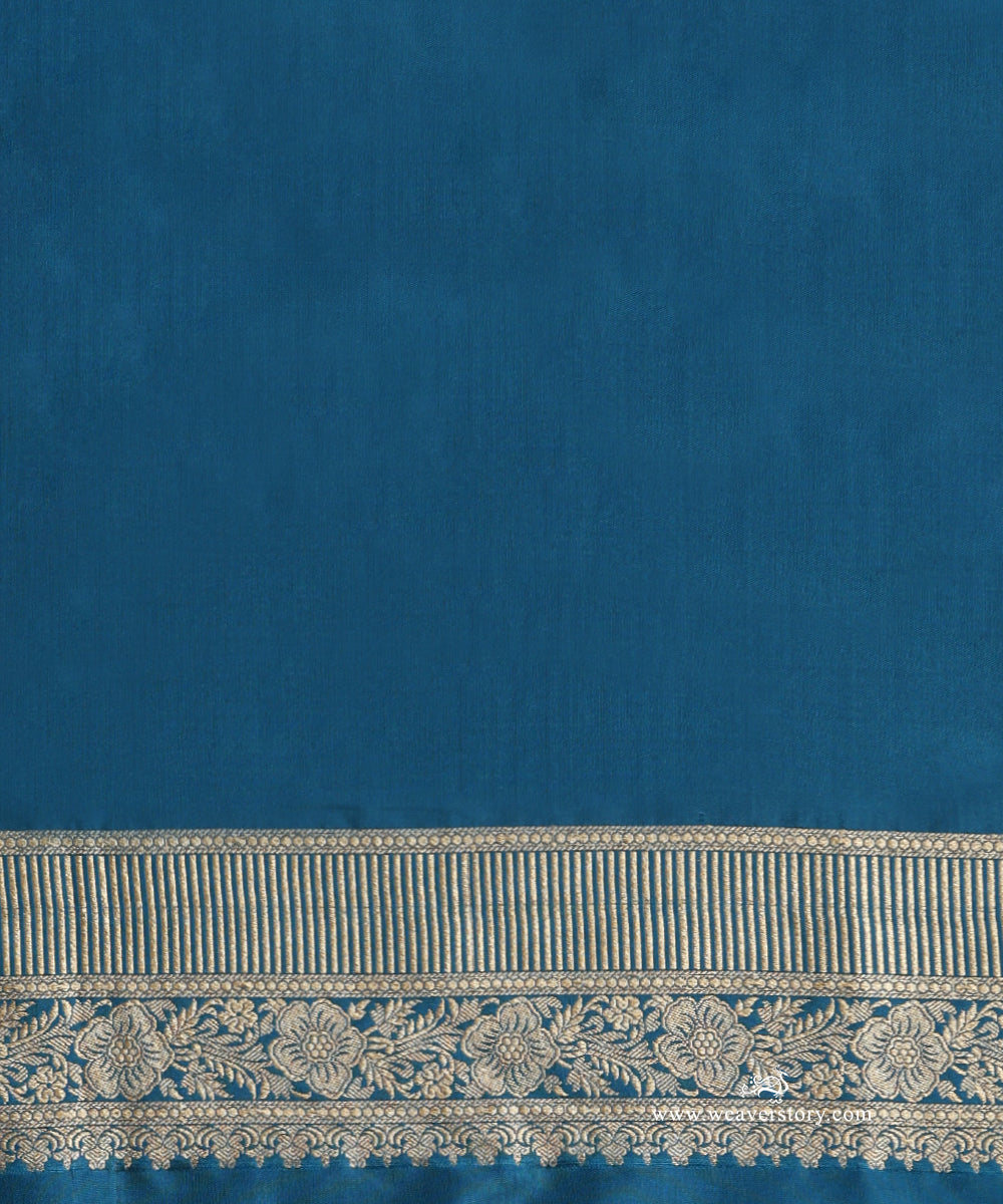 Teal_Handloom_Pure_Katan_Silk_Kimkhab_Banrasi_Saree_With_Zometric_Pattern_WeaverStory_05