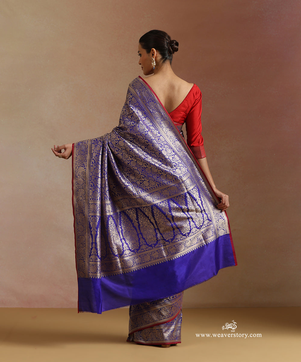 Electric_Blue_Handloom_Pure_Katan_Silk_Kimkhab_Banrasi_Saree_With_Flower_Jall_WeaverStory_03