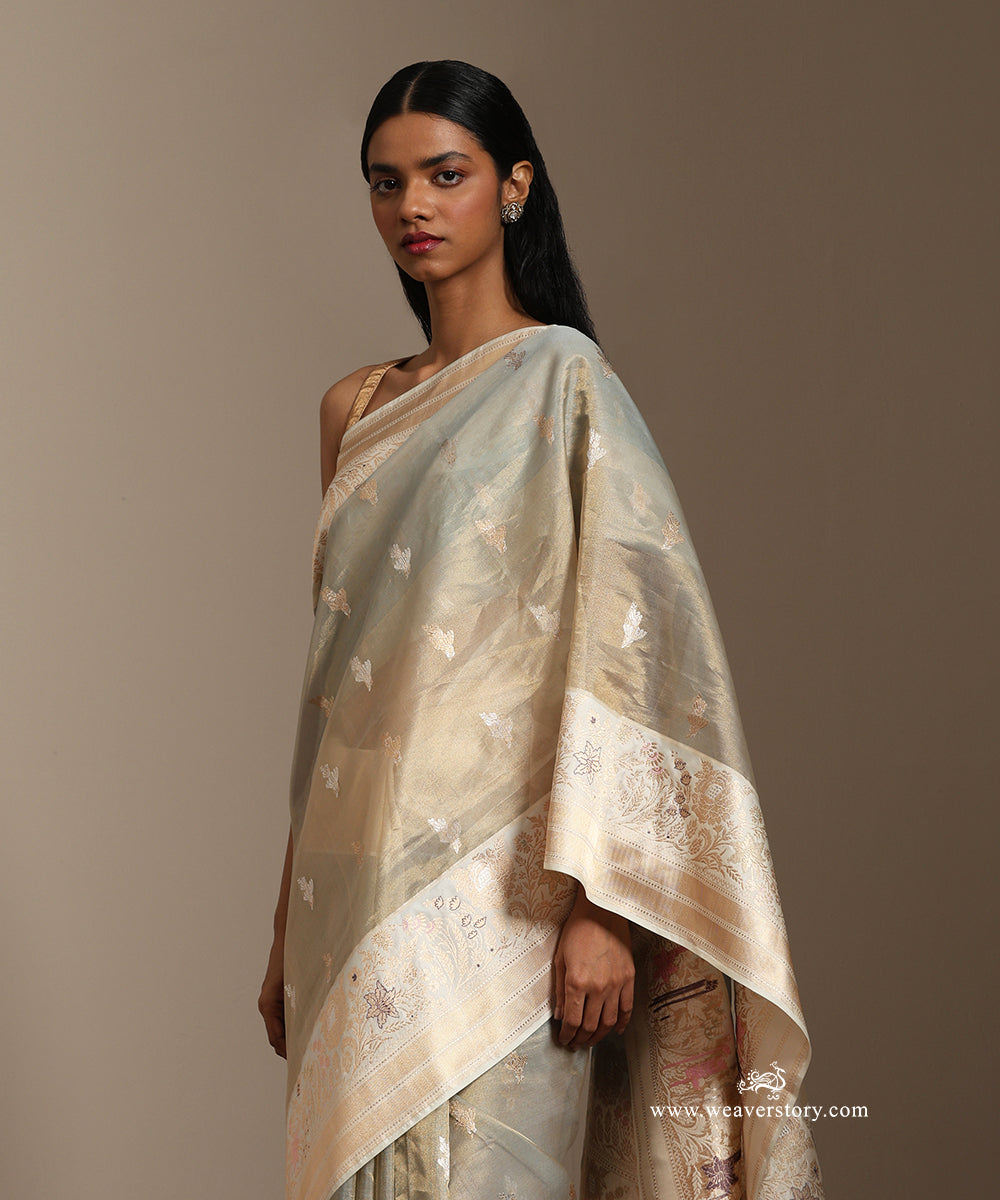 Pastel_Green_And_Baige_Handloom_Pure_Tissu_Silk_Banarasi_Saree_With_Katan_Silk_Kadiyal_Meenakari_Border_And_Gold_Silver_Motifs_WeaverStory_02