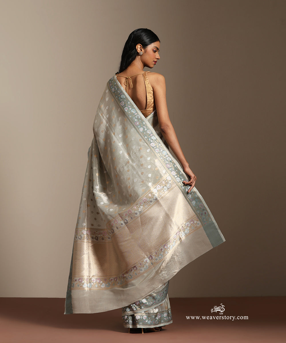 Pastal_Green_Handloom_Pure_Tissu_Silk_Banarasi_Saree_With_Gold_Silver_Boota_And_Contrst_Meenakari_Border_WeaverStory_03