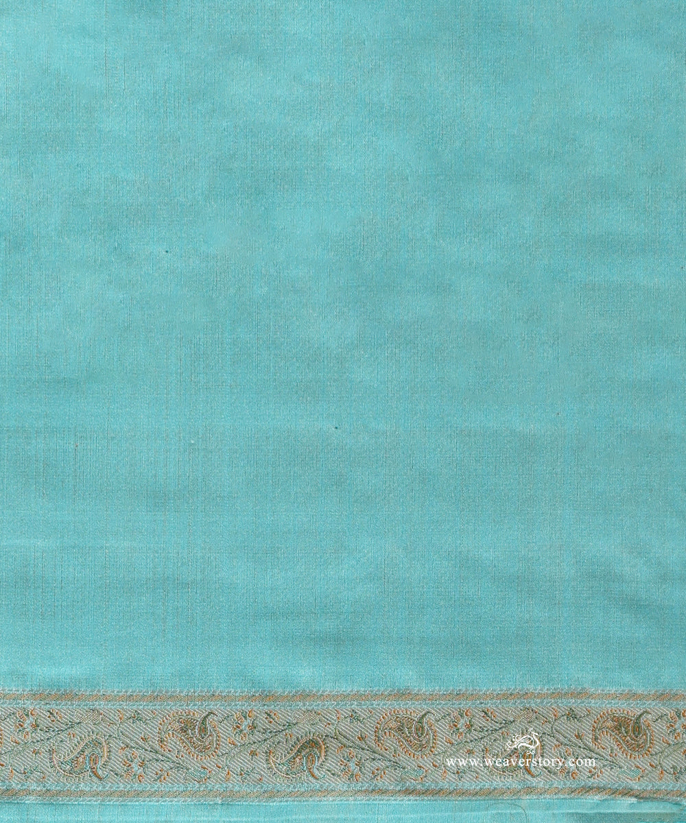 Ice_Blue_Handloom_Pure_Katan_Silk_Tanchoi_Banarasi_Saree_With_Rose_Flower_Jall_And_Ambi_Border_WeaverStory_05