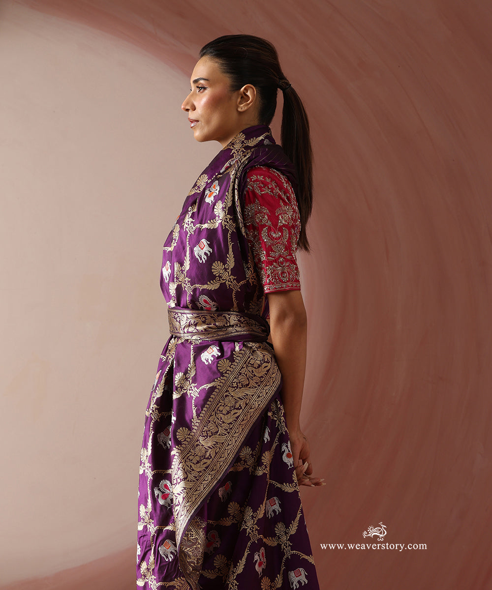 Purple_Handloom_Pure_Katan_Silk_Banarasi_Kadhwa_Jaal_Saree_With_Elephant_And_Peacock_Motifs_WeaverStory_02