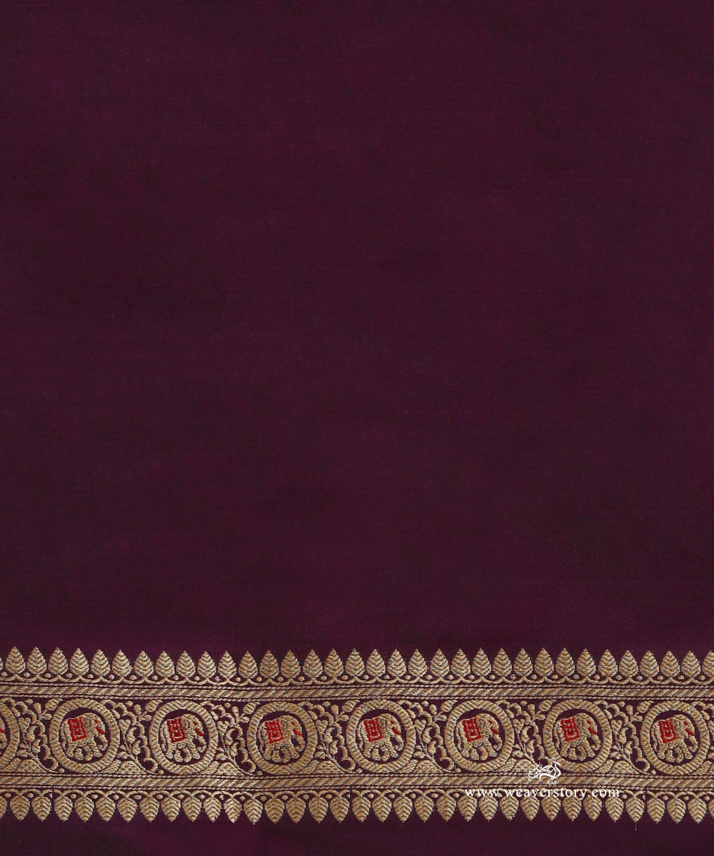 Purple_Handloom_Pure_Katan_Silk_Banarasi_Kadhwa_Saree_With_Elephant_Booti_And_Pink_Meena_WeaverStory_05