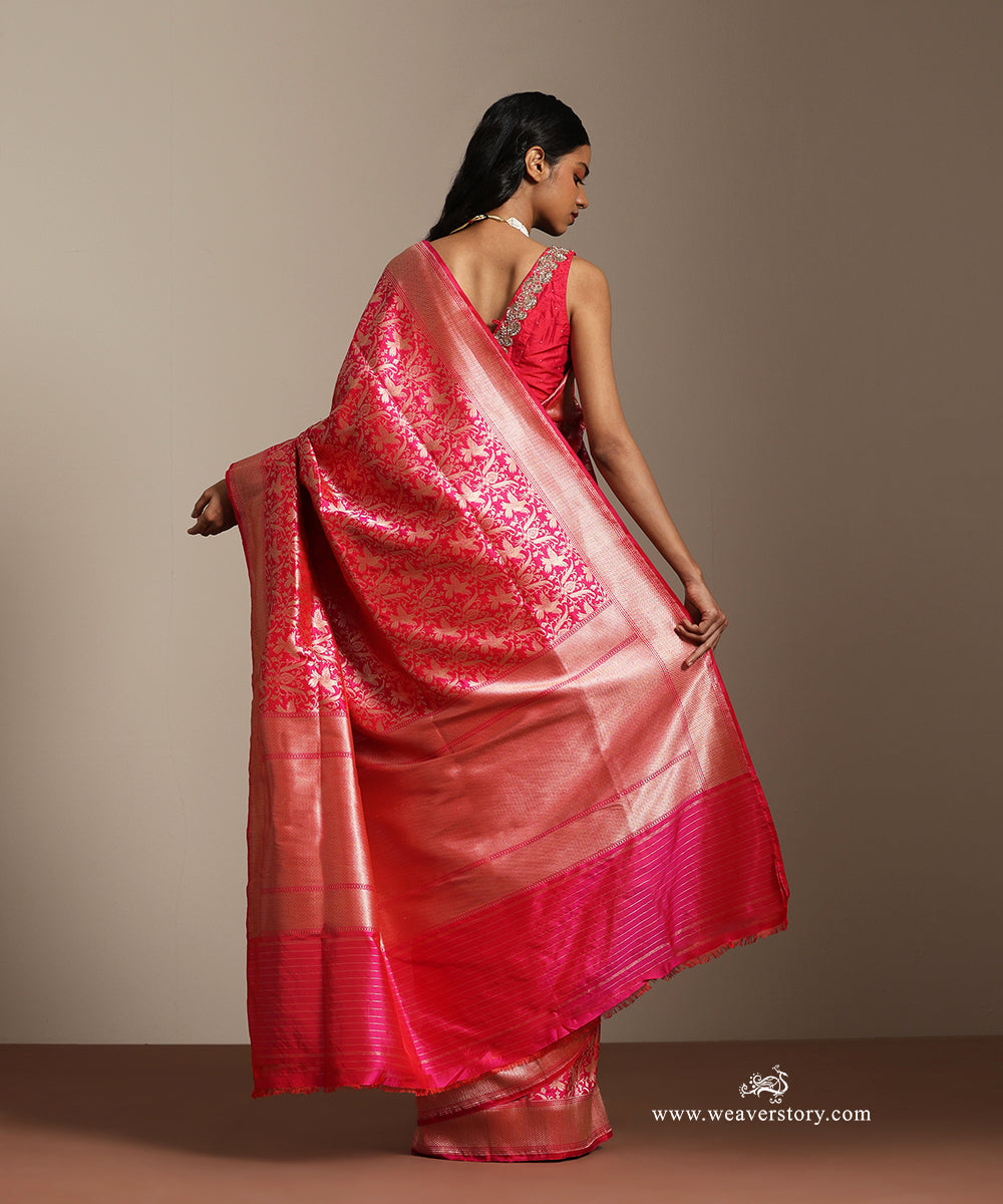 Pink_Handloom_Pure_Katan_Silk_Banarasi_Kimkhab_Birds_Motifs_Saree_WeaverStory_03
