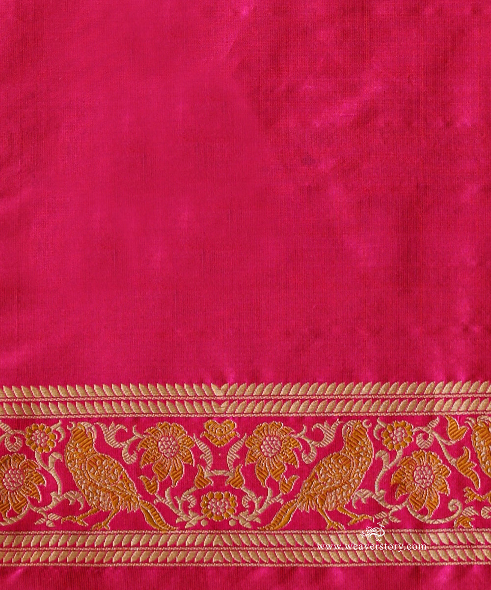 Charumati — Pink Handloom Real Zari Banarasi Shikargah Saree With Meenakari Birds