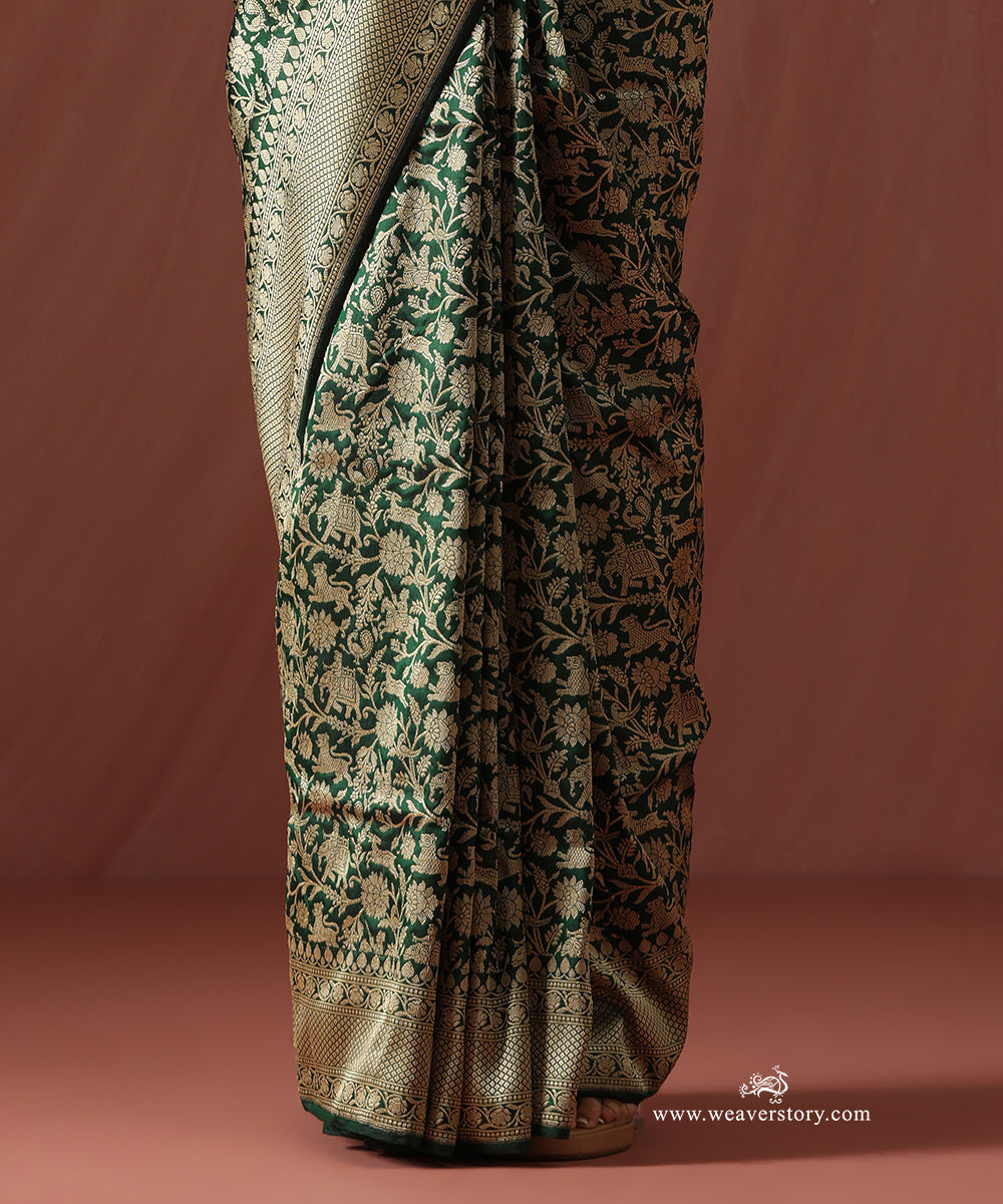 Green_Handloom_Pure_Katan_Silk_Banarasi_Shikargah_Saree_WeaverStory_03
