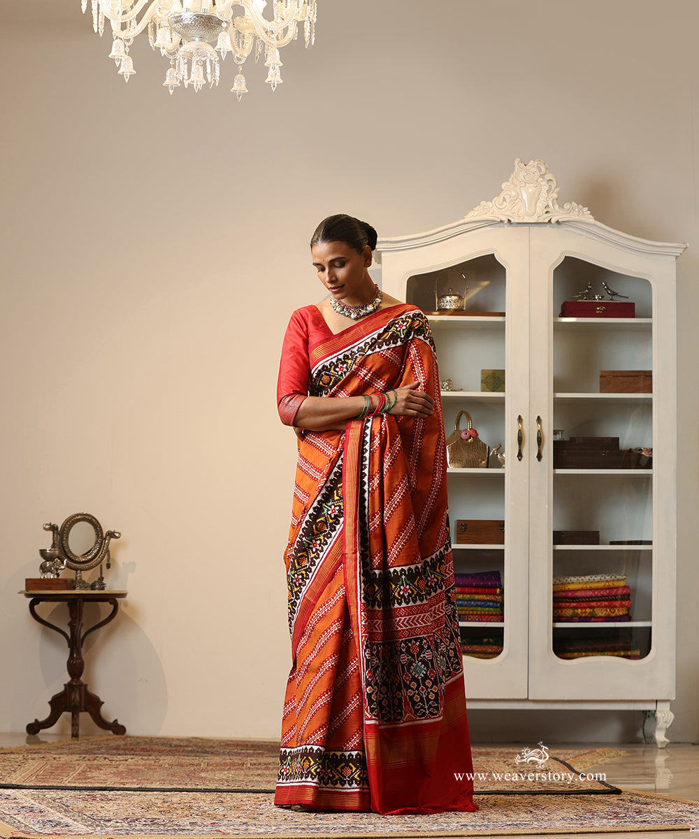 Rust_Handloom_Double_Ikat_Patola_Saree_WeaverStory_02