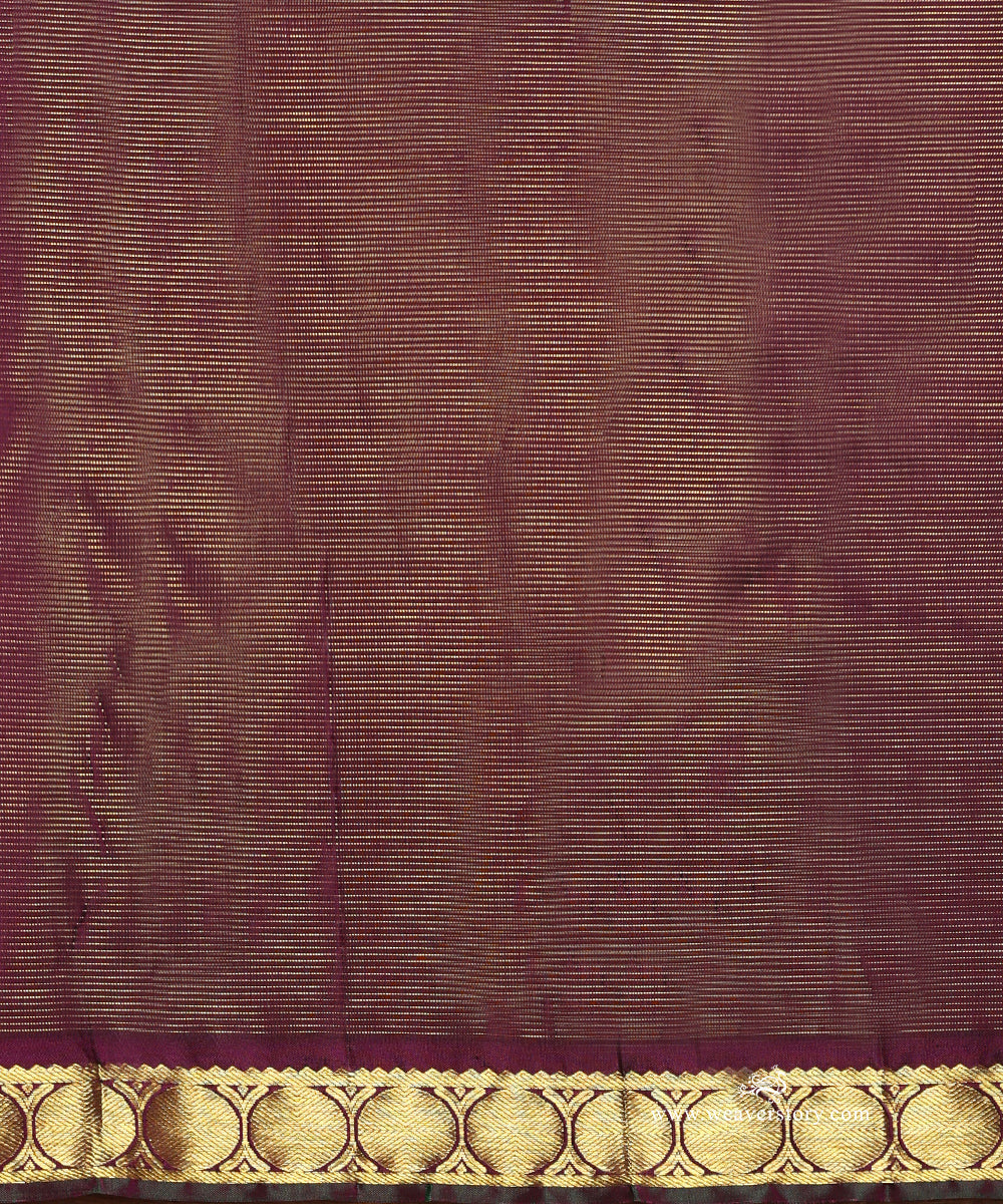 Purple_Pure_Silk_Kanjivaram_Saree_With_Zari_Pin_Stripes_And_And_Small_Border_With_Rudraksh_WeaverStory_05