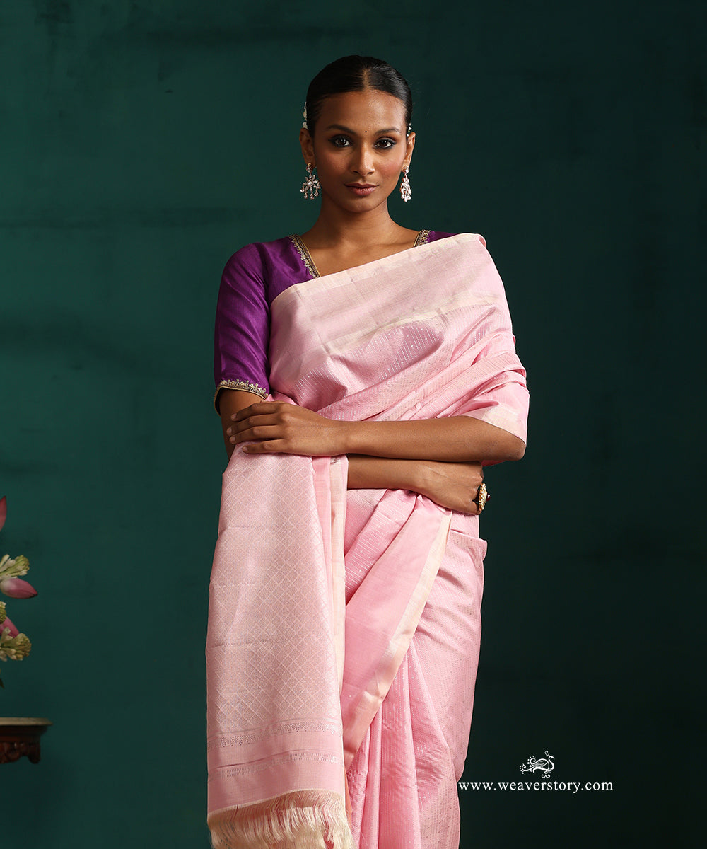 Baby_Pink_Pure_Silk_Kanjivaram_Saree_With_Silver_Zari_Stripes_WeaverStory_02