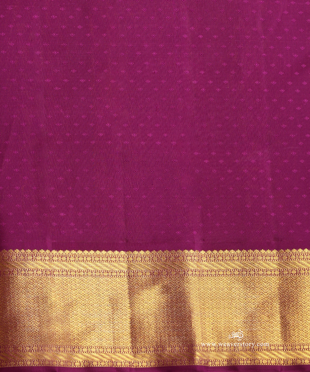 Pink_Handloom_Pure_Silk_Tissue_Saree_With_Vertical_Stripes_And_Purple_Border_WeaverStory_05