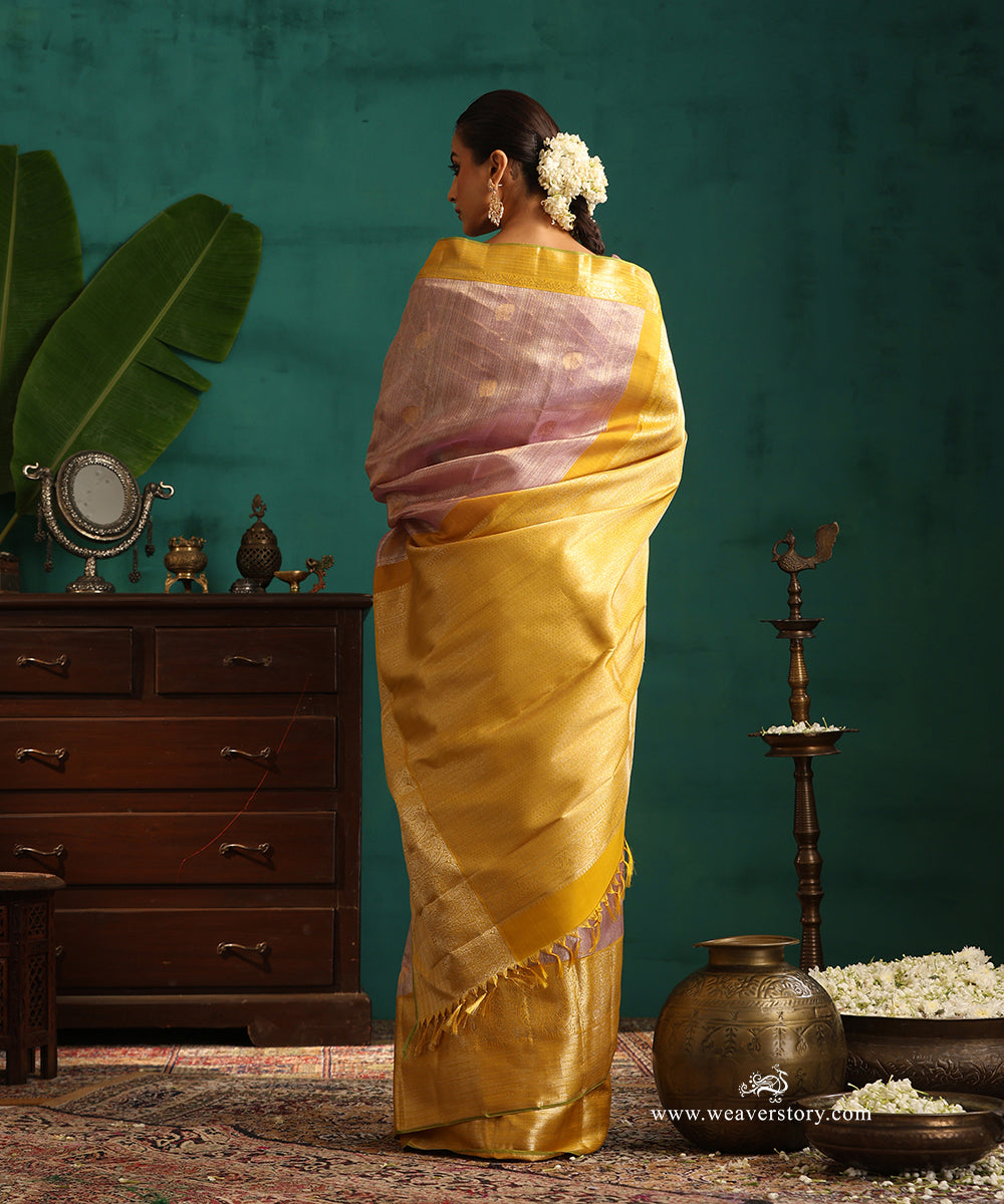 Mauve_And_Gold_Handloom_Pure_Silk_Tissue_Kanjivaram_Saree_With_Elephant_Motifs_And_Mustard_Korwai_Border_WeaverStory_03