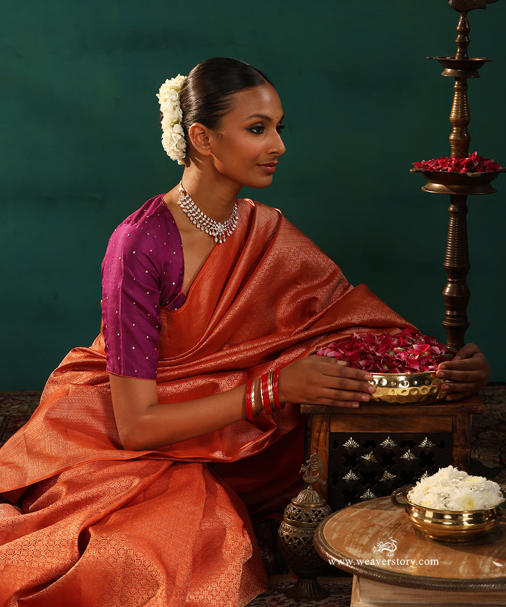 Rust_And_Gold_Pure_Kanjivaram_Saree_With_Zari_Brocade_Weave_WeaverStory_02