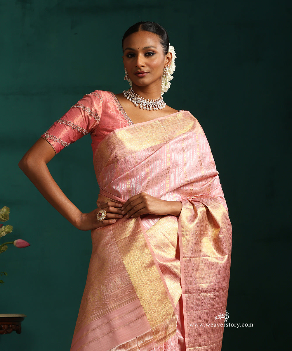 Soft_Pink_Pure_Silk_Kanjivaram_Saree_With_Gold_And_Silver_Zari_Stripes_WeaverStory_02