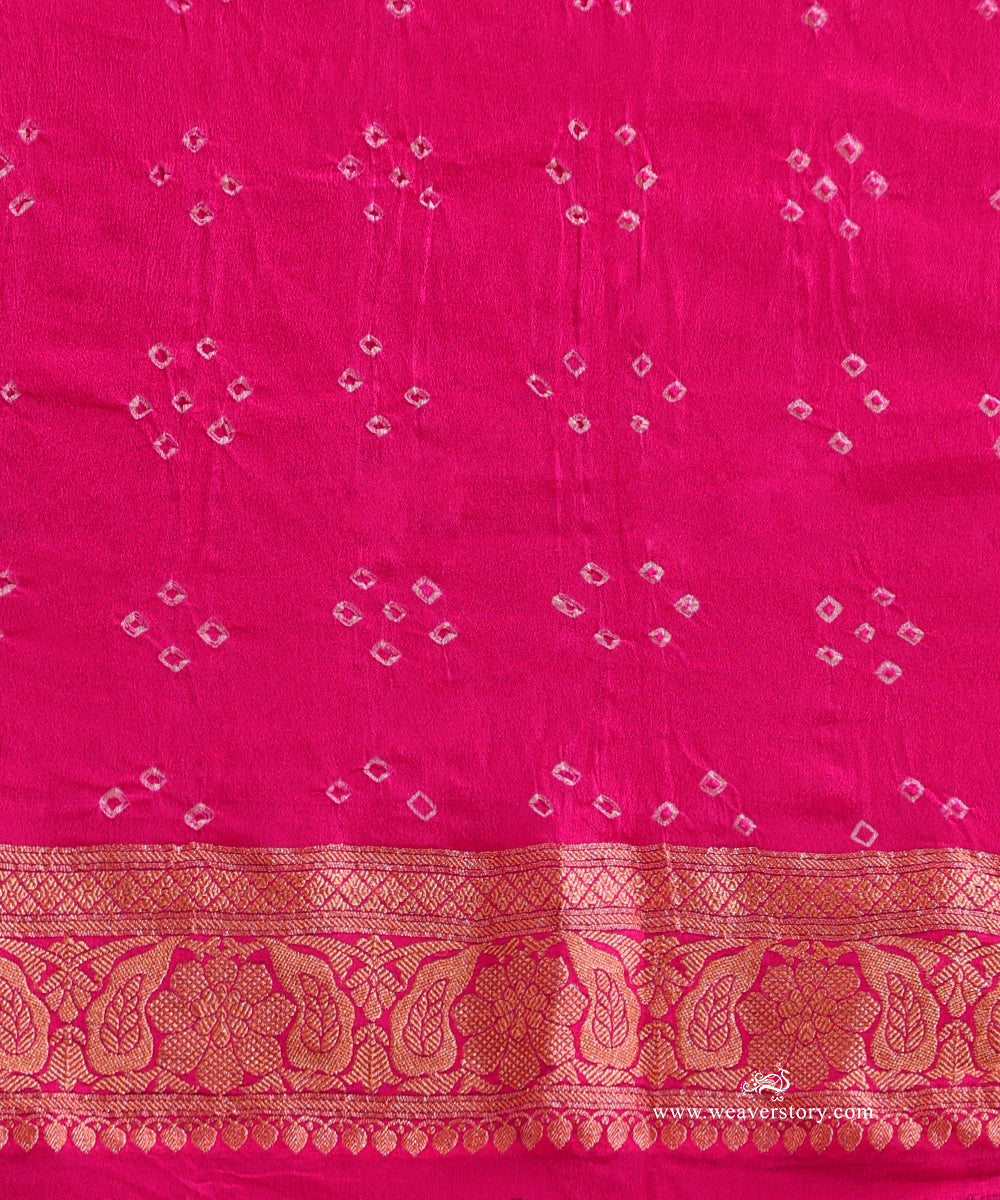 Pink_And_Yellow_Shaded_Handloom_Pure_Georgette_Banarasi_Bandhej_Saree_WeaverStory_05