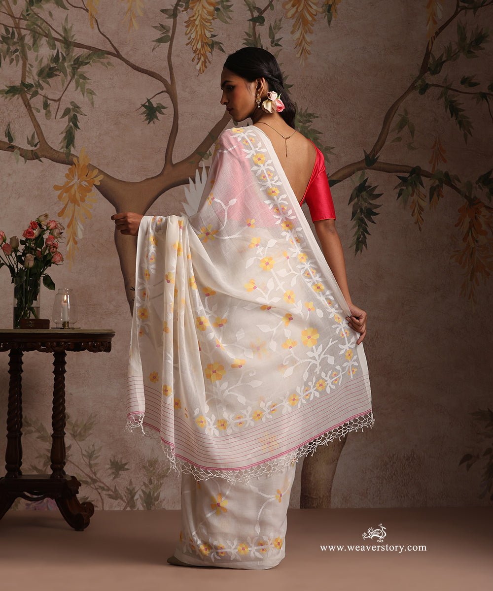 White_Handloom_Pure_Khadi_Dhakai_Jamdani_Saree_With_Allover_Meena_Jaal_WeaverStory_04