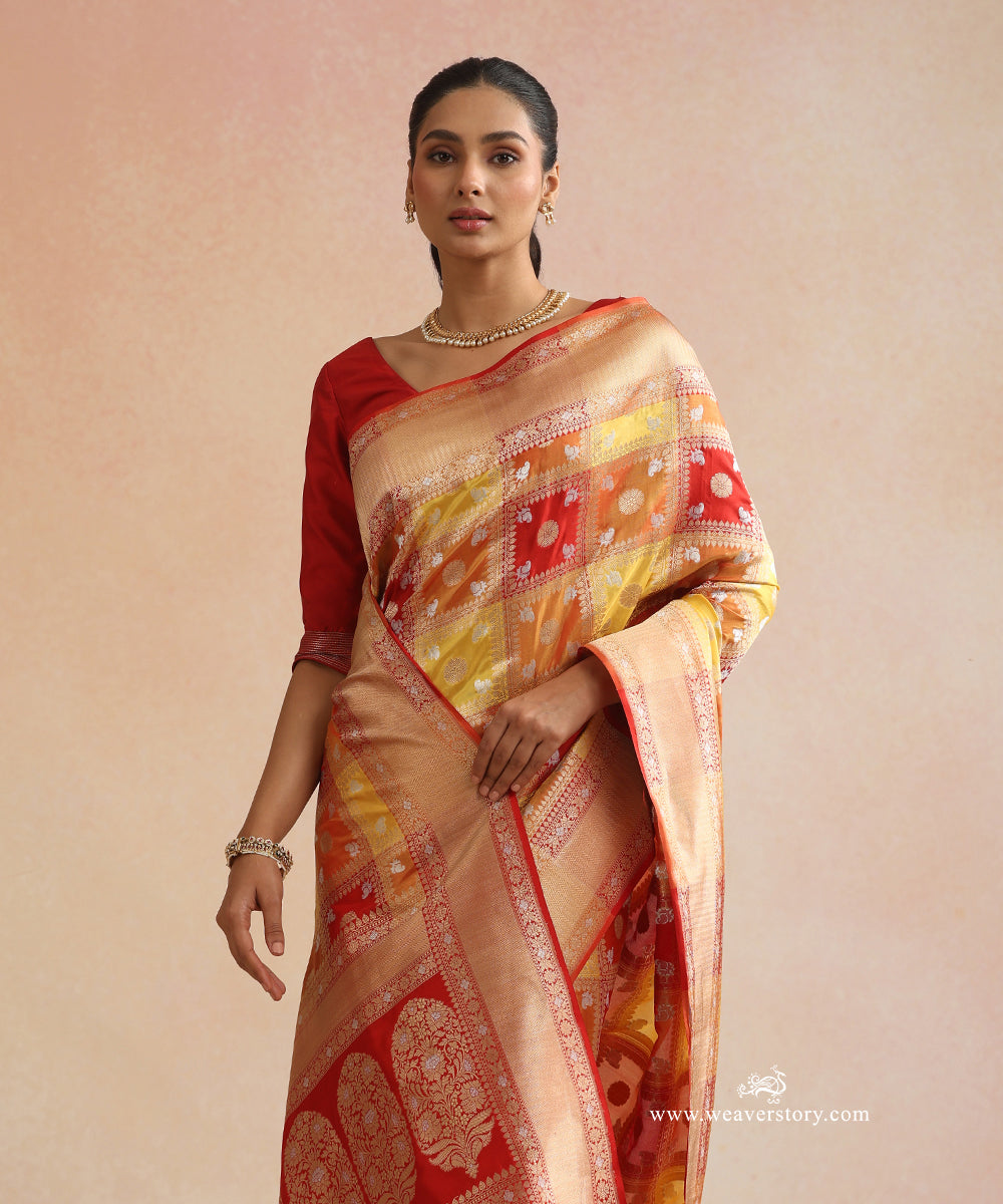 Yellow_And_Red_Handloom_Cutwork_Rangkat_Saree_WeaverStory_02