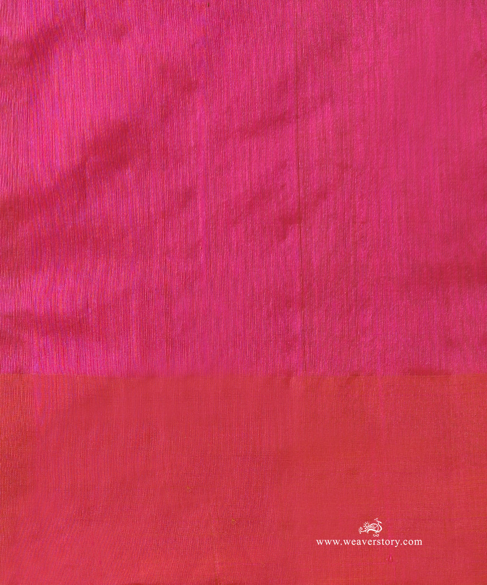 Pink_Handloom_Pure_Silk_Chanderi_Donaliya_Saree_With_Allover_Floral_Jaal_In_Gold_Silver_WeaverStory_05