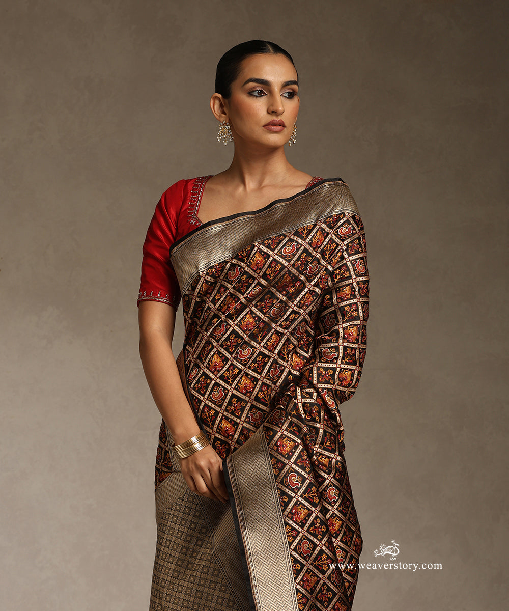 Black_Handloom_Pure_Katan_Silk_Banarasi_Patola_Saree_With_Cutwork_WeaverStory_02