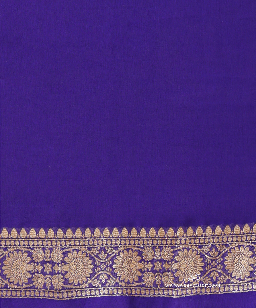 Ink_Blue_Handloom_Pure_Georgette_Banarasi_Saree_With_Small_Booti_And_Cutwork_Weave_WeaverStory_05