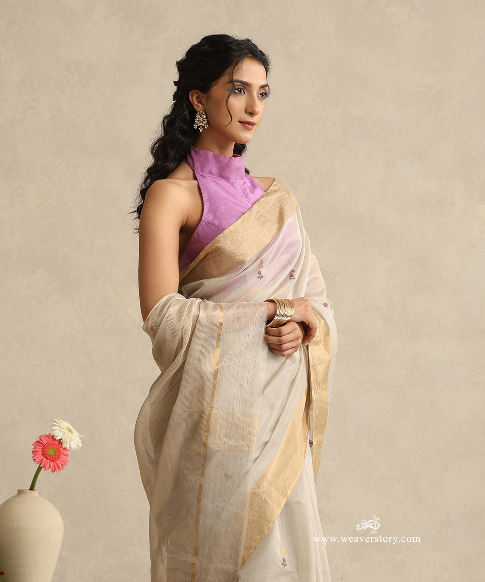Light_Mauve_Handloom_Cotton_Silk_Eknaliya_Chanderi_Saree_With_Thread_And_Zari_Meena_Flower_Booti_WeaverStory_02