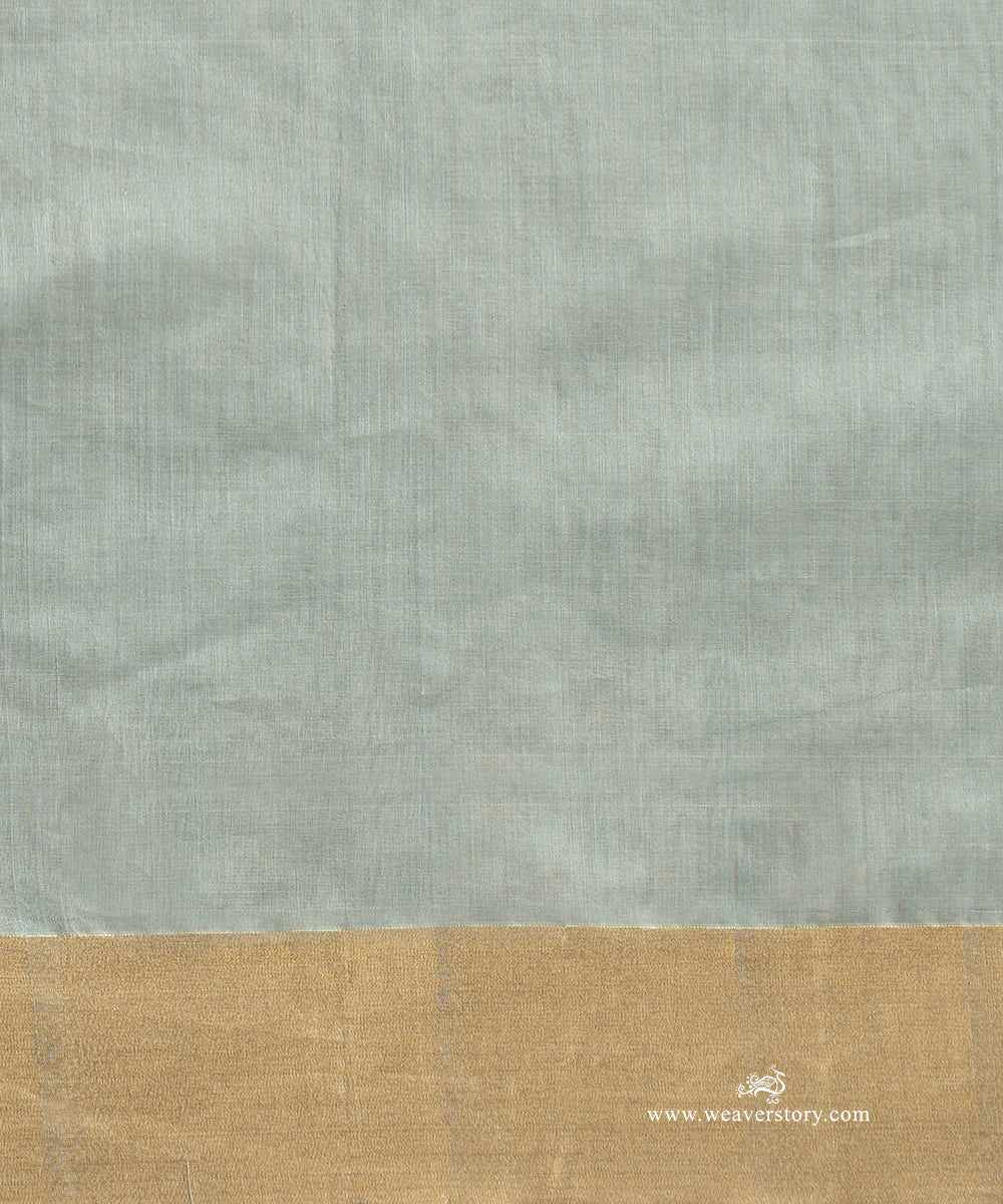 Cement_Grey_Handloom_Cotton_Silk_Eknaliya_Chanderi_Saree_With_Small_Meena_Flower_Booti_And_Golden_Border_WeaverStory_05