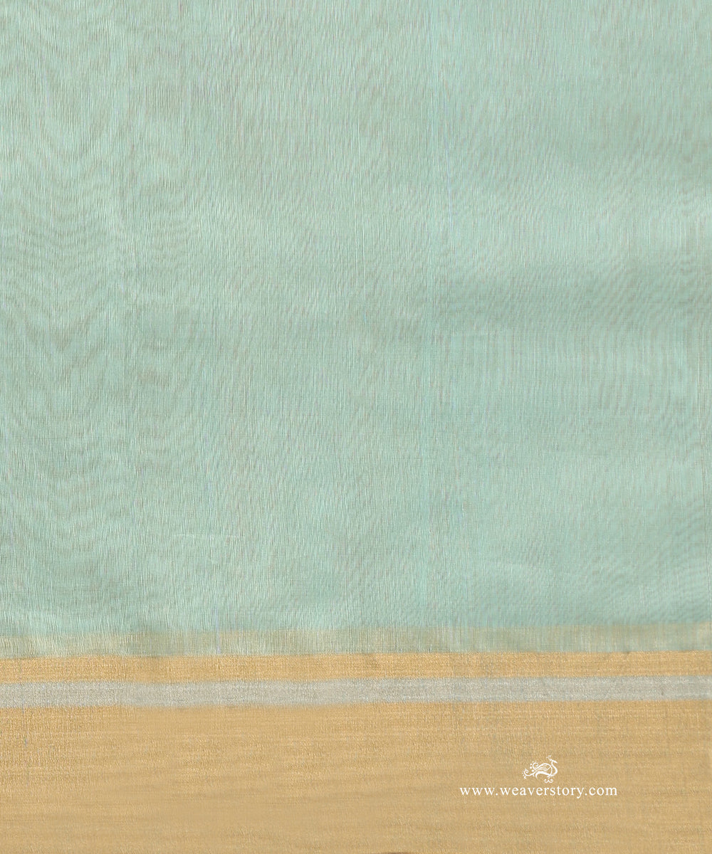 Soft_Aqua_Handloom_Cotton_Silk_Donaliya_Chanderi_Saree_With_Allover_Gold_Silver_Mogra_Booti_WeaverStory_05