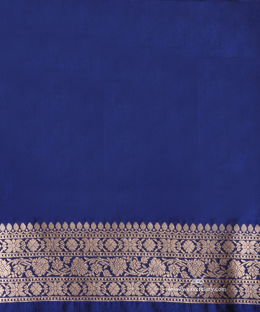 Royal Blue Pure Katan Silk Banarasi Cutwork Saree With Boota Jaal