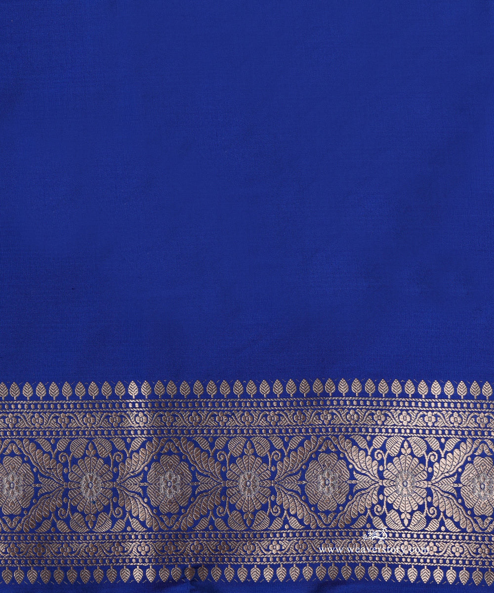 Royal Blue Pure Katan Silk Banarasi Ekrata Saree With Sona Rupa Mehraab Jaal