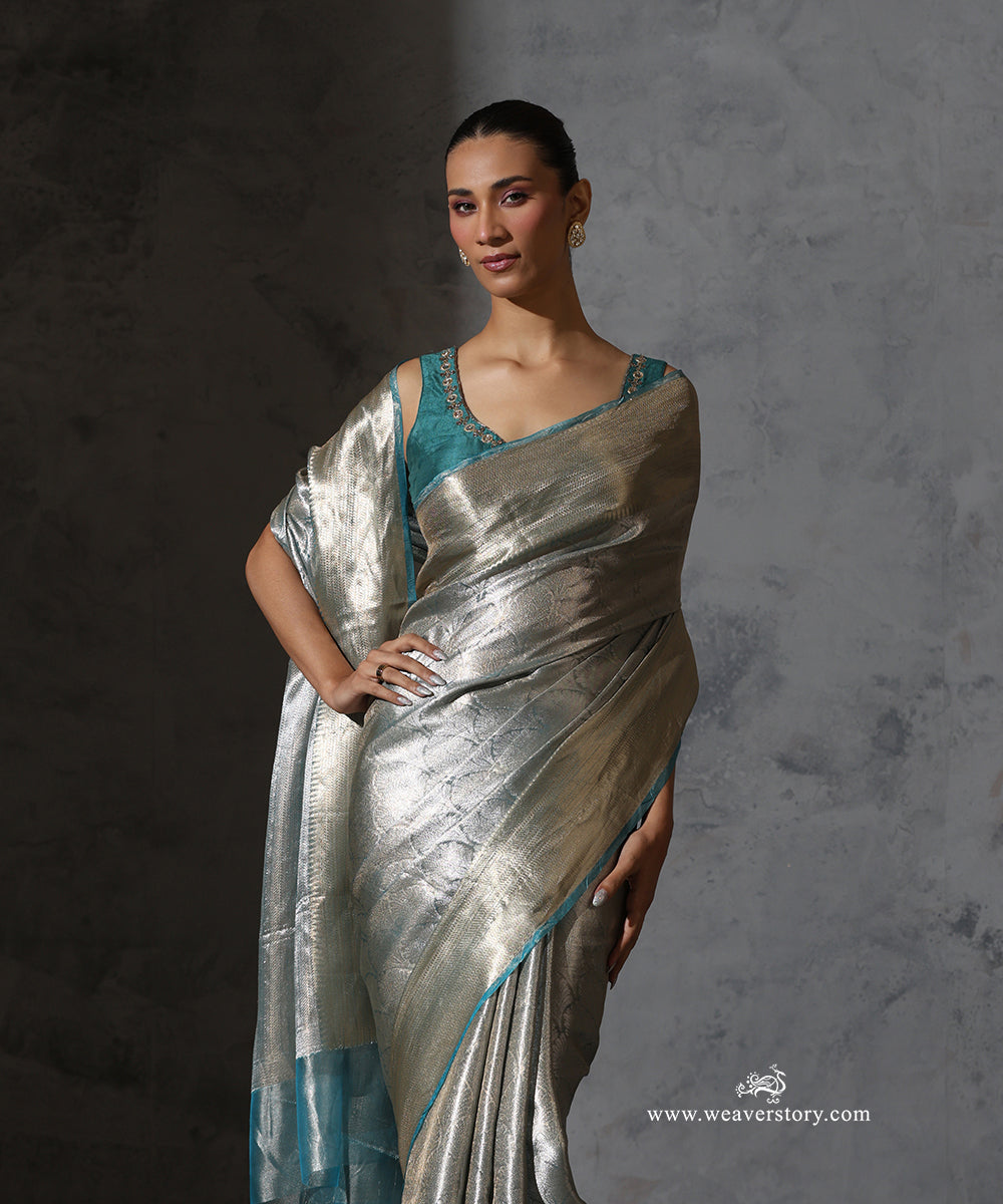 Ice_Blue_Pure_Tissue_Kora_Silk_Banarasi_Tanchoi_Saree_With_Gold_Zari_Border_WeaverStory_01