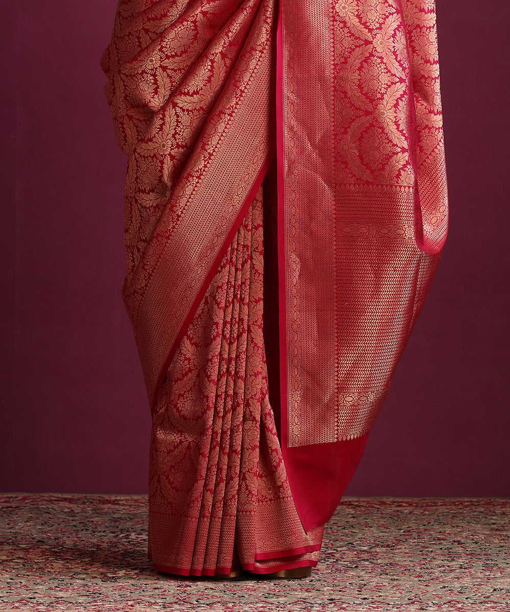 Rani_Pink_Pure_Katan_Silk_Banarasi_Kimkhab_Saree_With_Meenakari_WeaverStory_04