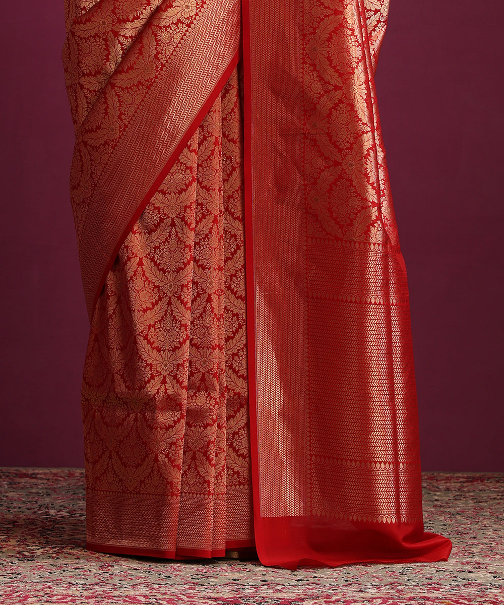 Red_Pure_Katan_Silk_Banarasi_Kimkhab_Saree_With_Multi_Meena_WeaverStory_04
