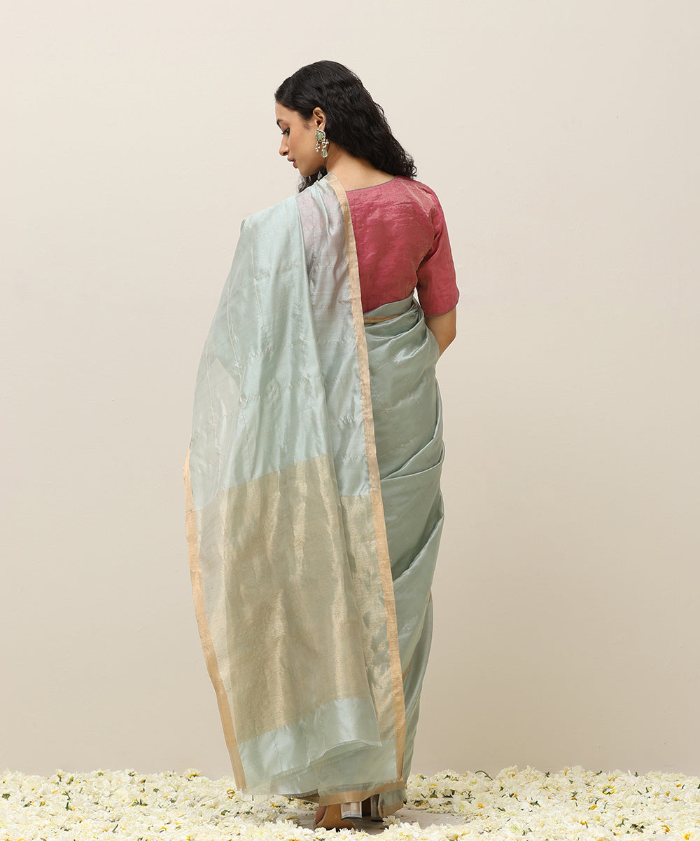 Ice_Blue_Handloom_Pure_Silk_Chanderi_Saree_With_Zari_Checks_WeaverStory_03