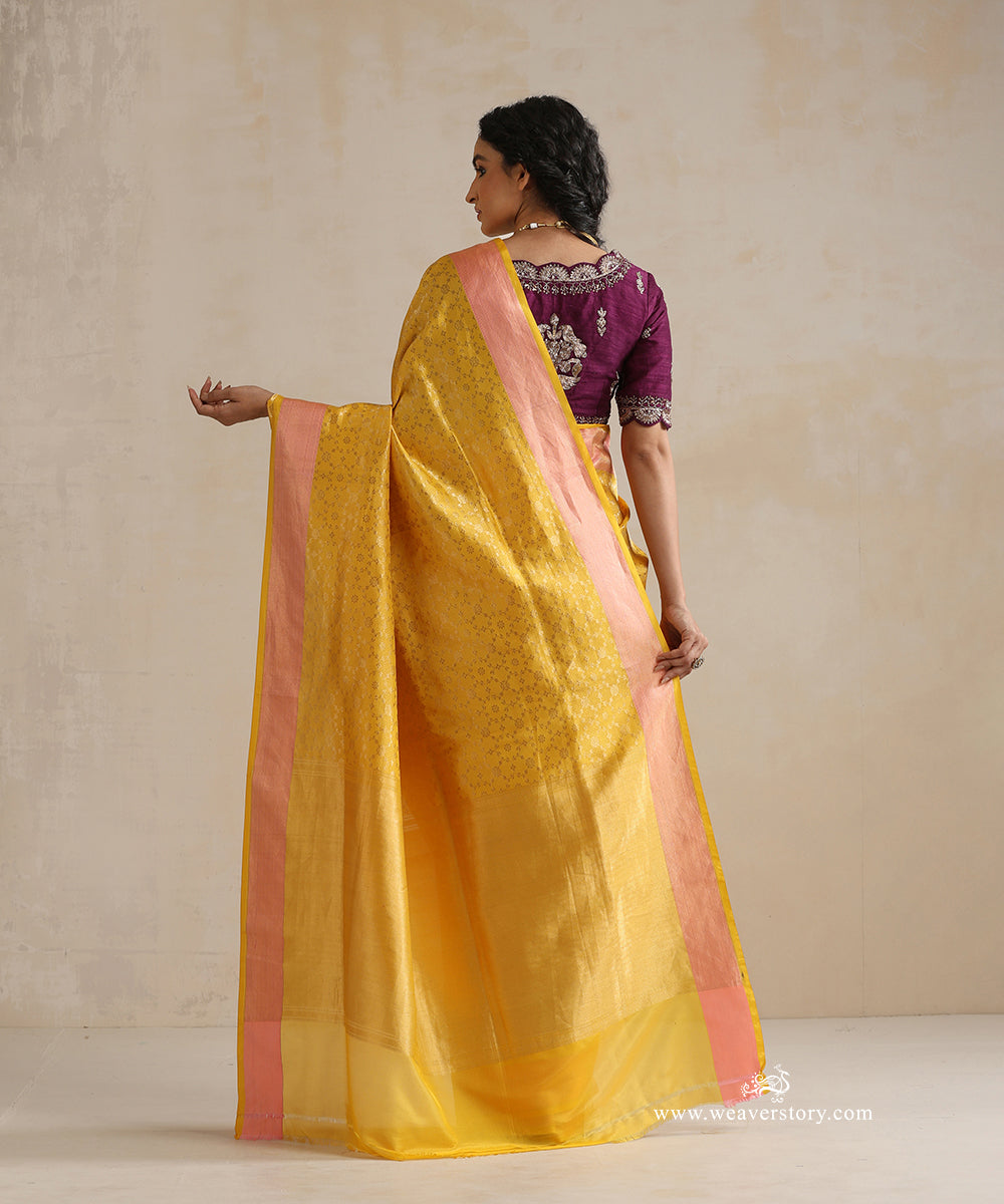 Yellow_Handloom_Pure_Katan_Silk_Banarasi_Saree_With_Tanchoi_Weave_WeaverStory_03