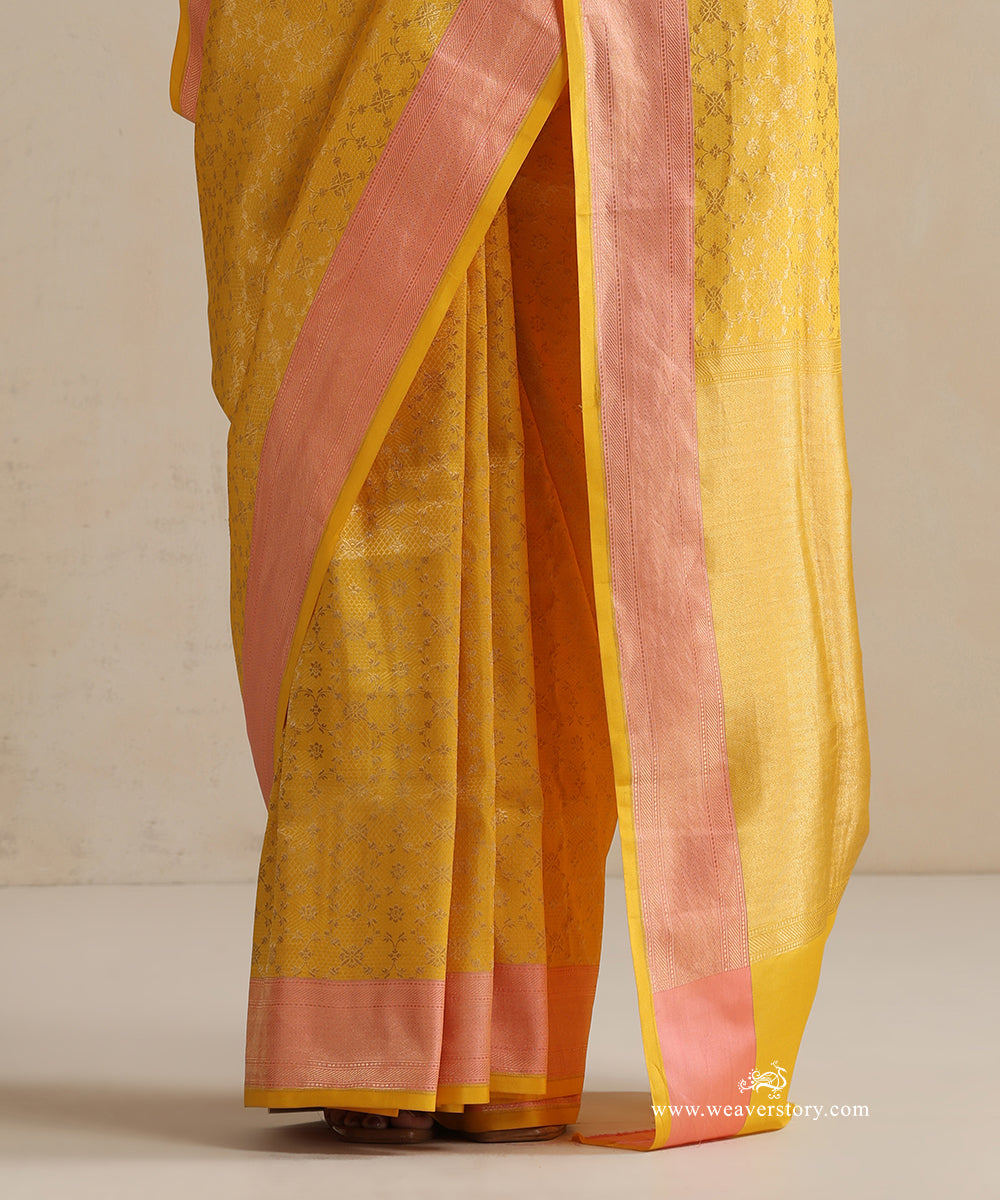 Yellow_Handloom_Pure_Katan_Silk_Banarasi_Saree_With_Tanchoi_Weave_WeaverStory_04