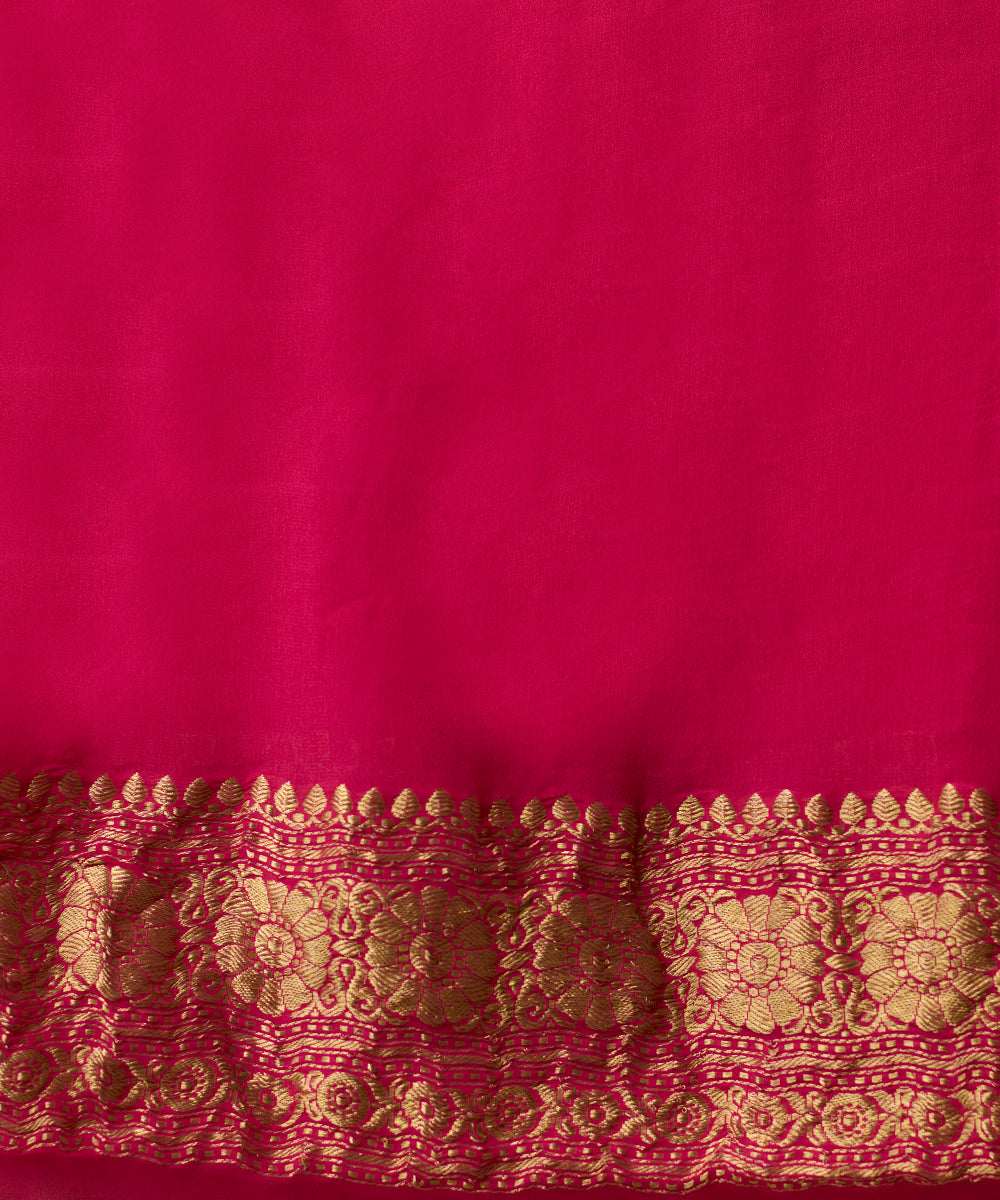 Handloom_Pink_Pure_Georgette_Banarasi_Saree_With_Kadhwa_Border_WeaverStory_05