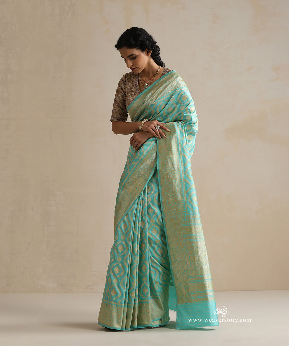 Handloom_Sky_Blue_Pure_Katan_Silk_Banarasi_Saree_With_Jaal_WeaverStory_01