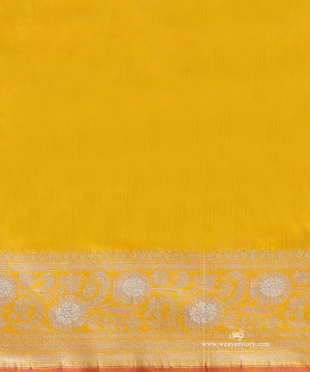 Handloom_Yellow_Pure_Katan_Kadhwa_Banarasi_Saree_With_Pink_Selvedge_WeaverStory_05