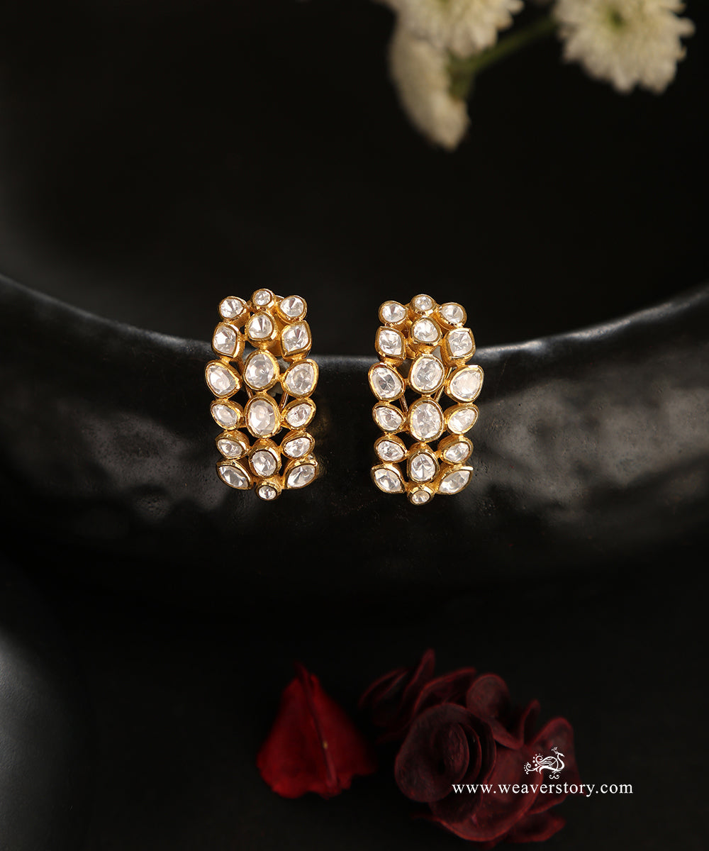 Iriya_Handcrafted_Pure_Silver_Moissanite_Polki_Studs_WeaverStory_01