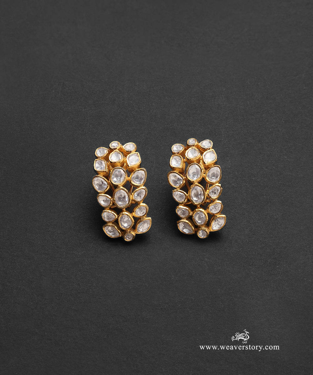 Iriya_Handcrafted_Pure_Silver_Moissanite_Polki_Studs_WeaverStory_02